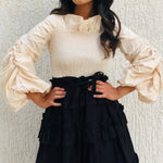off shoulders cropped Peach top