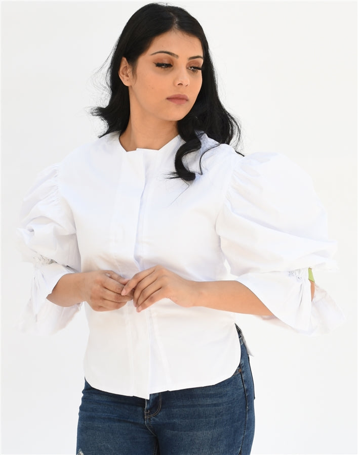 Puff sleeves white shirt