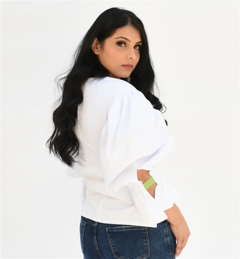 Puff sleeves white shirt