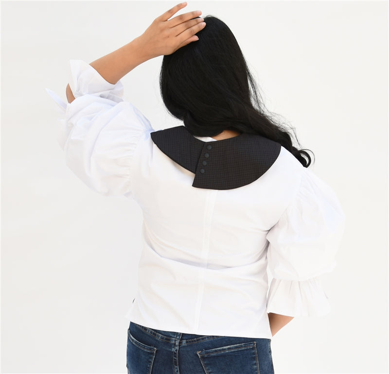 Puff sleeves white shirt