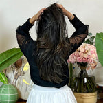 Black ruffled lace shirt