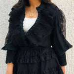 Black ruffled lace shirt