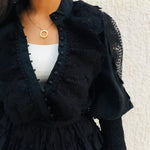 Black ruffled lace shirt