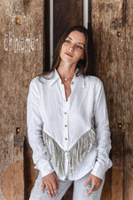 White Boho linen shirt