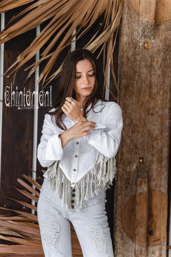 White Boho linen shirt