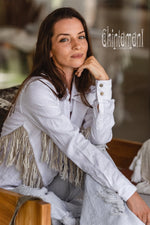 White Boho linen shirt