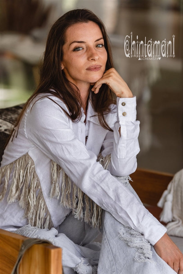 White Boho linen shirt