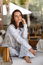 White Boho linen shirt