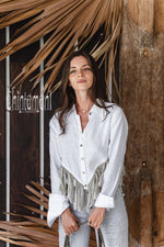 White Boho linen shirt