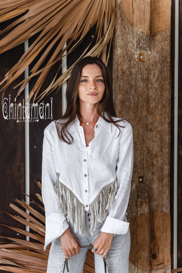 White Boho linen shirt