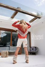Red Boho linen shirt