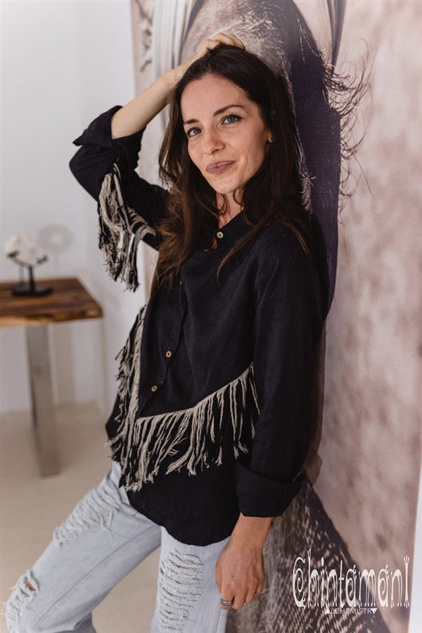 Black Boho linen shirt