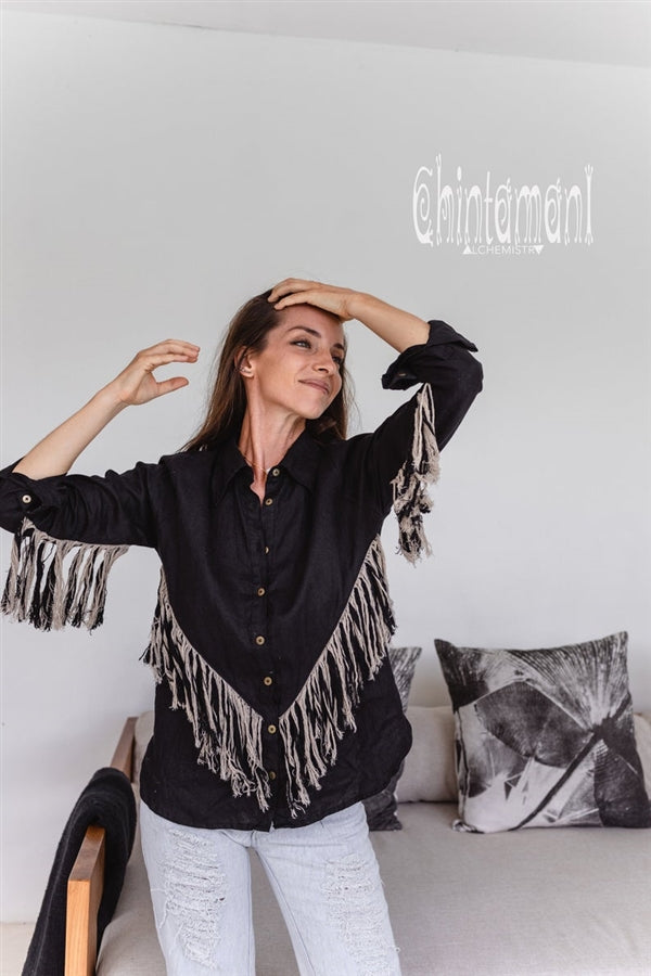 Black Boho linen shirt