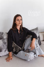 Black Boho linen shirt