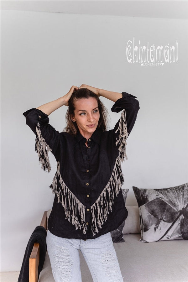 Black Boho linen shirt