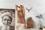 Dusty rose sleeveless linen boho top
