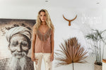 Dusty rose sleeveless linen boho top
