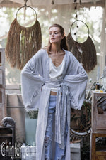 Grey  Linen Wide boho kimono