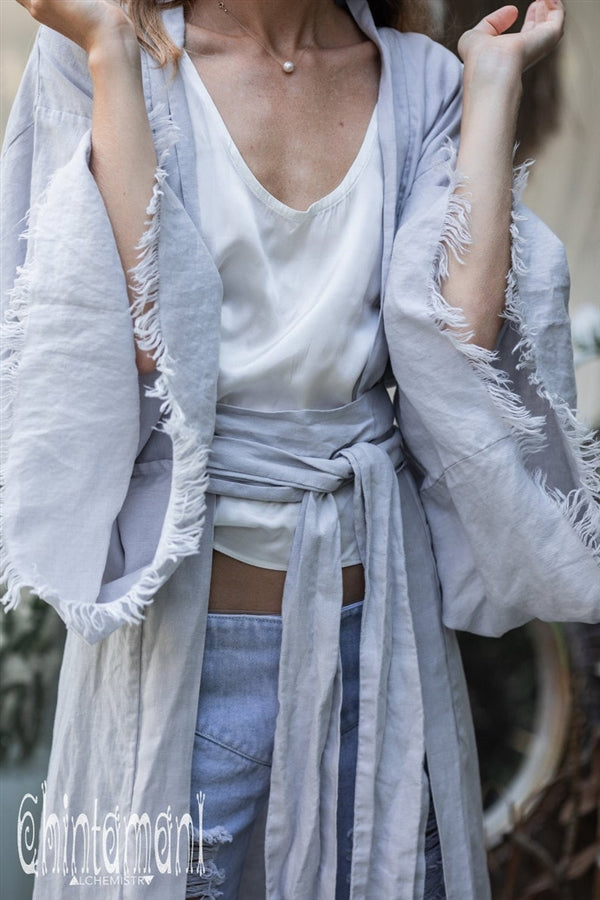 Grey  Linen Wide boho kimono
