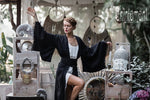 Black Linen Wide boho kimono