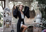 Black Linen Wide boho kimono