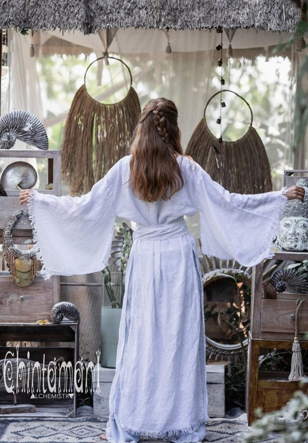 White Linen Wide boho kimono