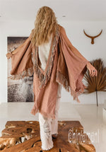 Pink open back linen cardigan