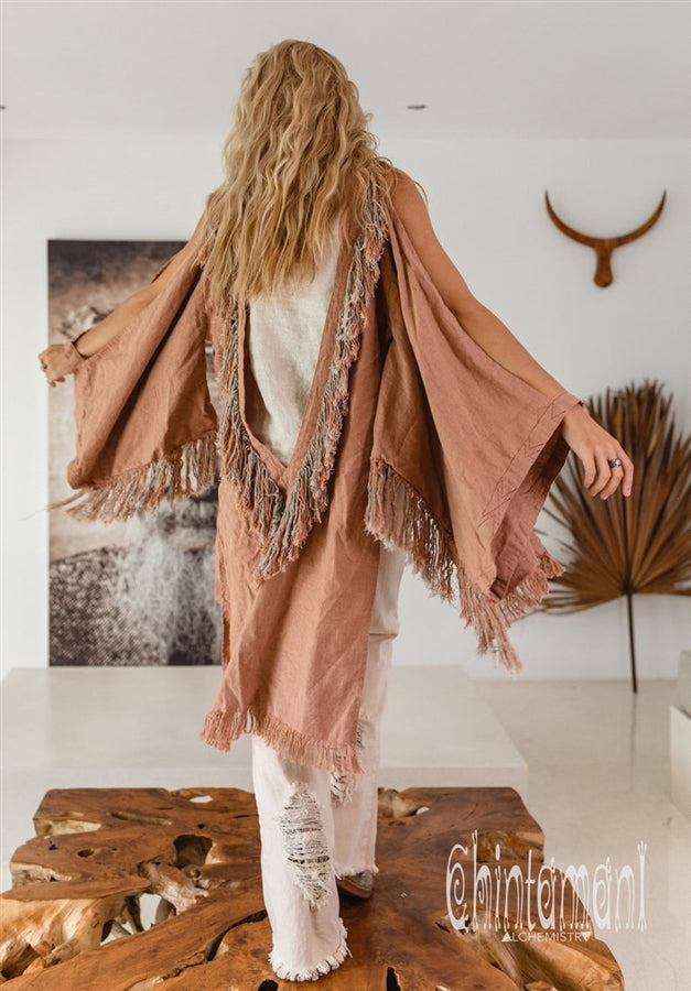 Pink open back linen cardigan