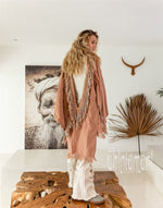 Pink open back linen cardigan
