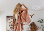 Pink open back linen cardigan