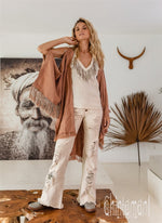 Pink open back linen cardigan