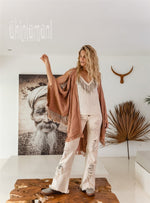 Pink open back linen cardigan