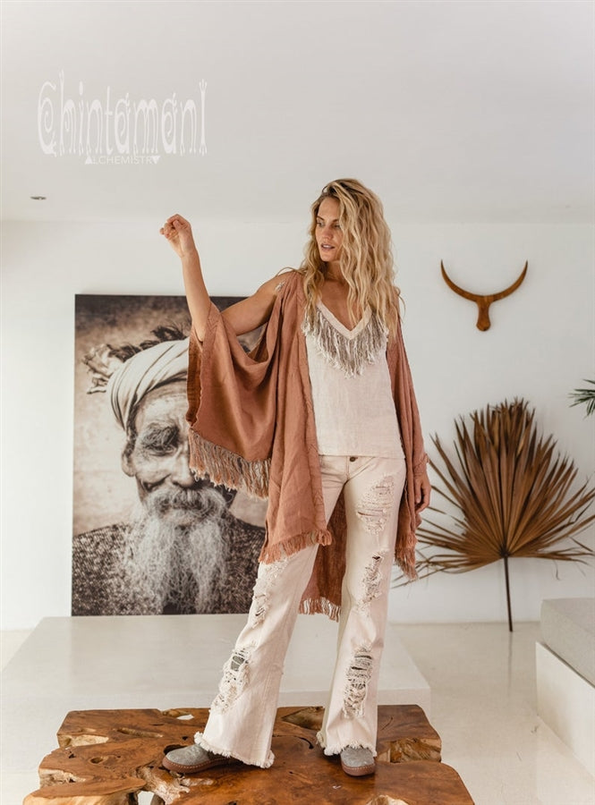 Pink open back linen cardigan