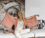 Pink open back linen cardigan