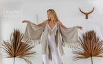 Natural open back linen cardigan