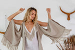 Natural open back linen cardigan
