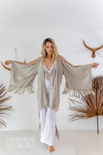 Natural open back linen cardigan