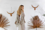 Natural open back linen cardigan