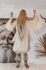 Cream open back linen cardigan