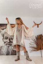 Cream open back linen cardigan