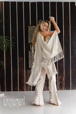 Cream open back linen cardigan
