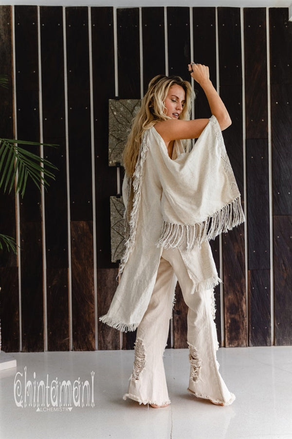 Cream open back linen cardigan