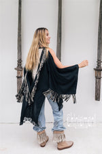 Black open back linen cardigan