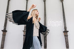 Black open back linen cardigan