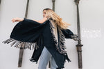Black open back linen cardigan