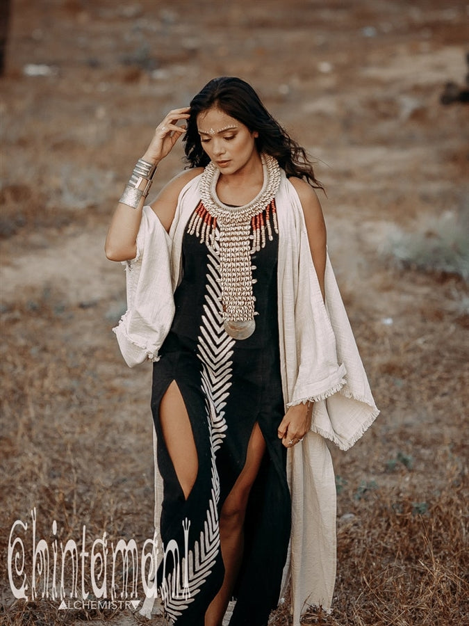 Open shoulders cotton kimono