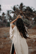 Open shoulders cotton kimono