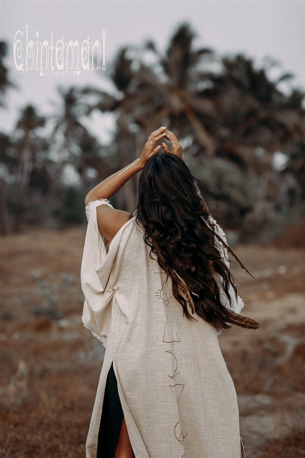 Open shoulders cotton kimono