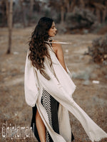 Open shoulders cotton kimono