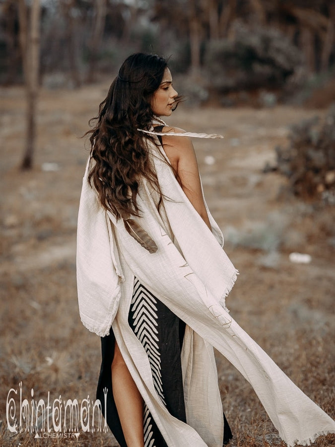 Open shoulders cotton kimono